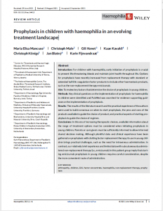 Review paper on prophylaxis in children with haemophilia